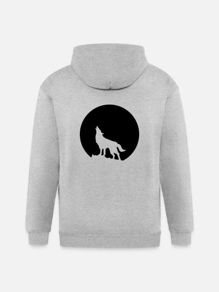 Wolf Howling Moon - Gildan Heavy Blend Adult Zip Hoodie - heather gray
