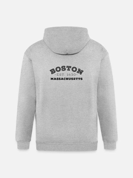 Boston Massachusetts - Gildan Heavy Blend Adult Zip Hoodie - heather gray