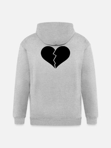 Broken heart black - Gildan Heavy Blend Adult Zip Hoodie - heather gray