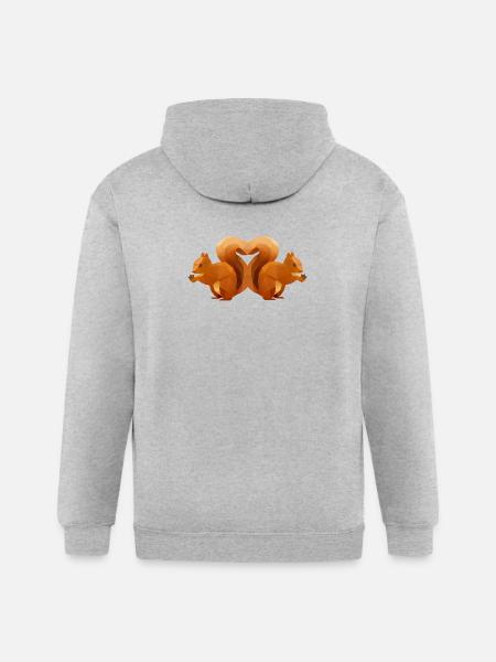 Low-Poly Squirrel Heart Duo - Gildan Heavy Blend Adult Zip Hoodie - heather gray