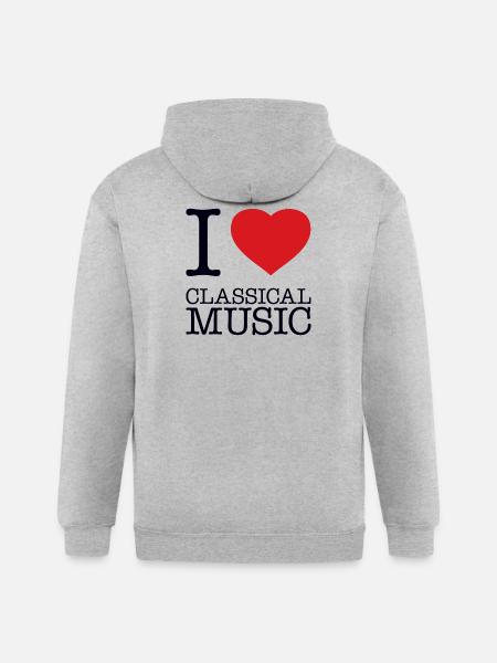 I LOVE CLASSICAL MUSIC - Gildan Heavy Blend Adult Zip Hoodie - heather gray