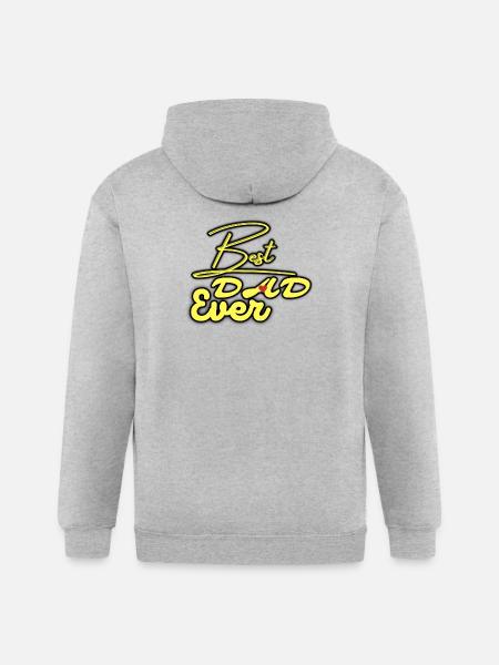 Best Dad Ever Neon Script - Gildan Heavy Blend Adult Zip Hoodie - heather gray