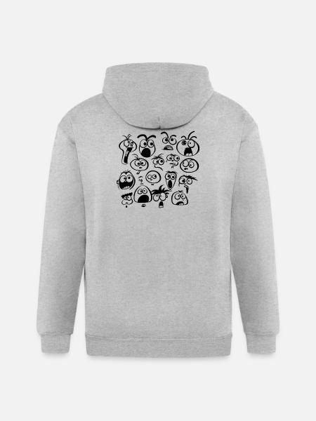 Funny Faces - Gildan Heavy Blend Adult Zip Hoodie - heather gray