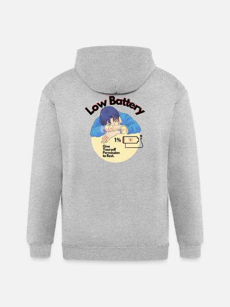 Permission to Rest Battery - Gildan Heavy Blend Adult Zip Hoodie - heather gray