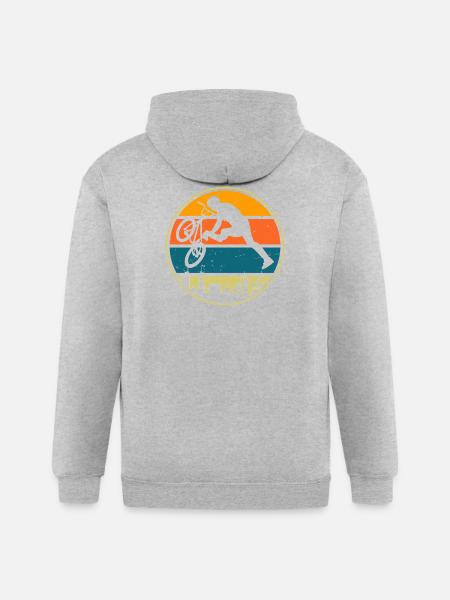 Retro Sunset BMX Rider - Gildan Heavy Blend Adult Zip Hoodie - heather gray