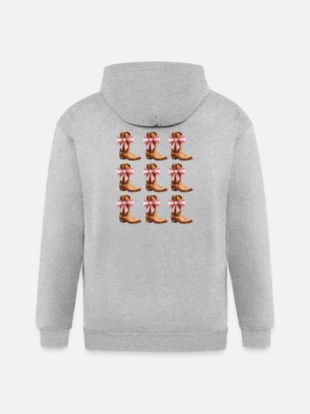 Cowgirl Boots and Pink Bows Rodeo - Gildan Heavy Blend Adult Zip Hoodie - heather gray