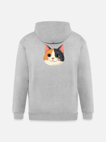 cute cat face - Gildan Heavy Blend Adult Zip Hoodie - heather gray