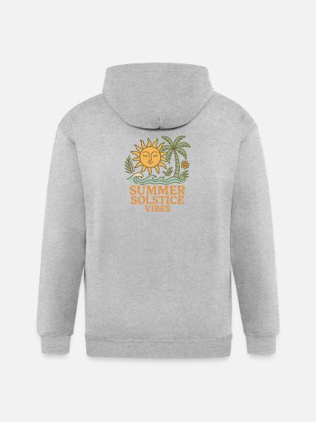 Summer Solstice Vibes Sun and Palm Design - Gildan Heavy Blend Adult Zip Hoodie - heather gray