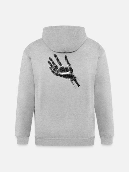 Futuristic Wireframe Hand Design - Gildan Heavy Blend Adult Zip Hoodie - heather gray