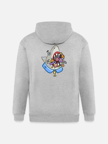 Shark Floral Attack - Gildan Heavy Blend Adult Zip Hoodie - heather gray
