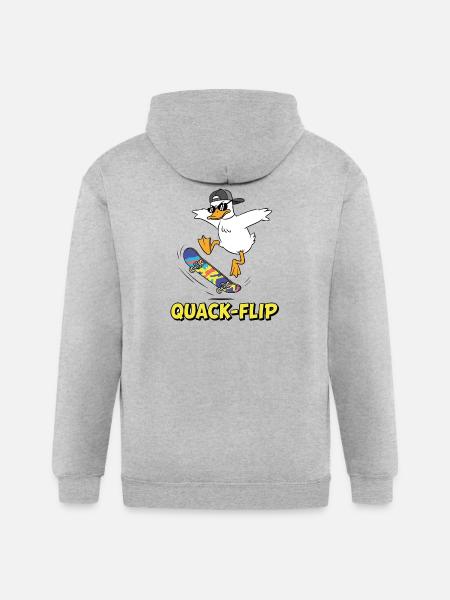 Funny Duck Skater - Gildan Heavy Blend Adult Zip Hoodie - heather gray