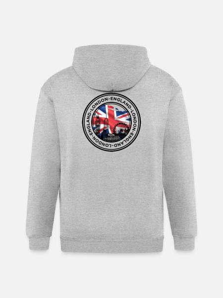 Union Jack London Skyline - Gildan Heavy Blend Adult Zip Hoodie - heather gray