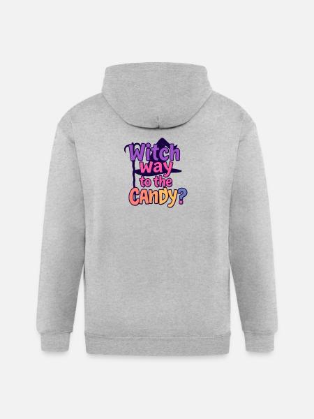 Witch Way to the Candy - Gildan Heavy Blend Adult Zip Hoodie - heather gray