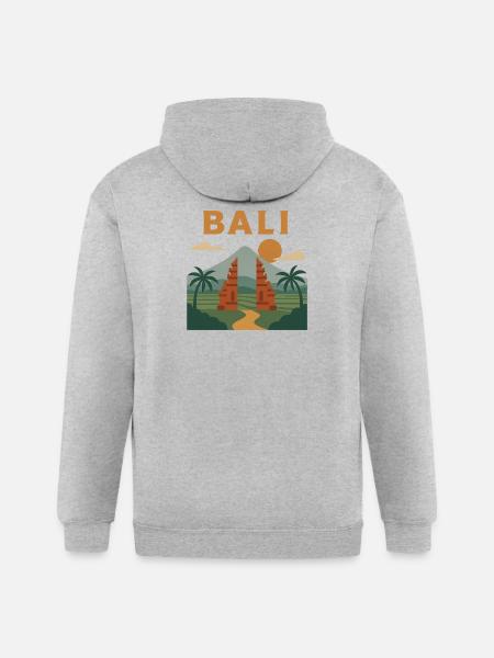 Bali Sunrise Gate Scene - Gildan Heavy Blend Adult Zip Hoodie - heather gray