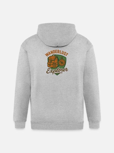Wanderlust Explorer - Gildan Heavy Blend Adult Zip Hoodie - heather gray