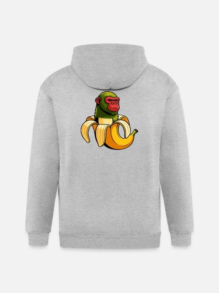 Chimpanzini Bananini Italian Brainrot Meme Art - Gildan Heavy Blend Adult Zip Hoodie - heather gray