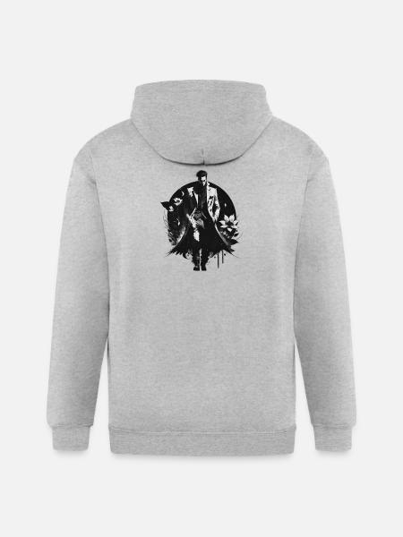 Noir Gentleman Floral Bloom - Gildan Heavy Blend Adult Zip Hoodie - heather gray