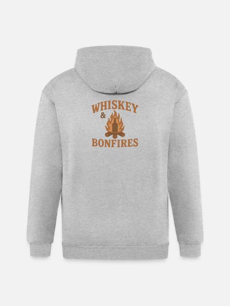 Whiskey & Bonfires - Gildan Heavy Blend Adult Zip Hoodie - heather gray