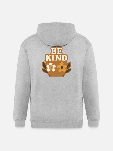 Be Kind Floral Basket Charm - Gildan Heavy Blend Adult Zip Hoodie - heather gray