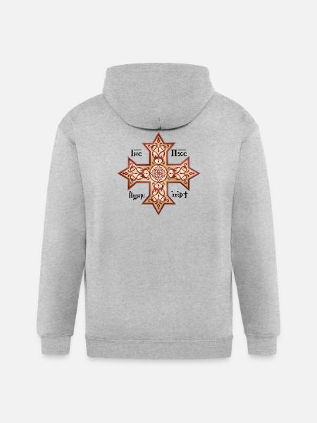 Coptic Cross Golden Icon - Gildan Heavy Blend Adult Zip Hoodie - heather gray