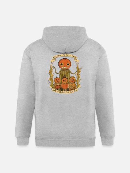 Harvest Family Pumpkin Scarecrow Banner - Gildan Heavy Blend Adult Zip Hoodie - heather gray