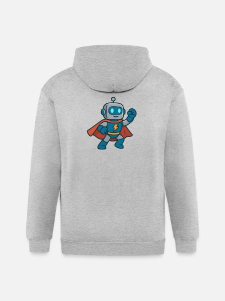 Robot Hero Lightning Cape - Gildan Heavy Blend Adult Zip Hoodie - heather gray