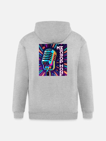 Retro Microphone - Gildan Heavy Blend Adult Zip Hoodie - heather gray
