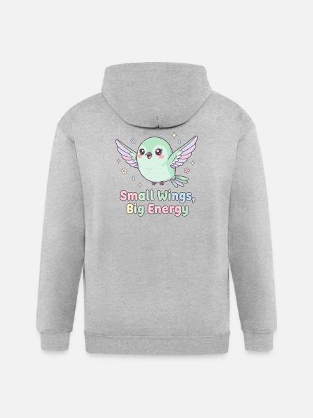 Small Wings, Big Energy - Gildan Heavy Blend Adult Zip Hoodie - heather gray