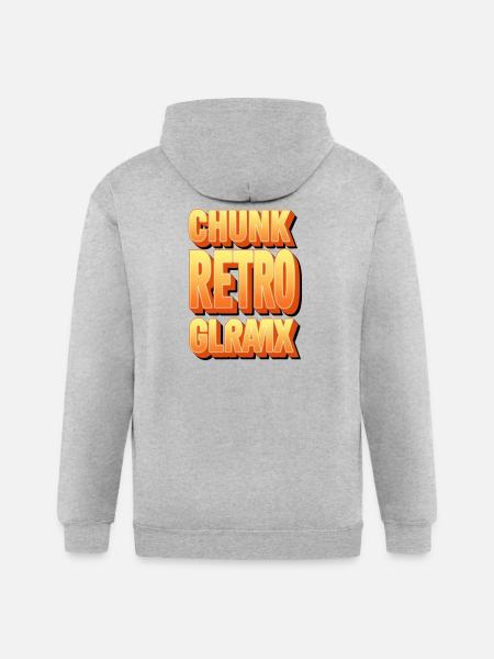 Chunk Retro Glow Glyph - Gildan Heavy Blend Adult Zip Hoodie - heather gray
