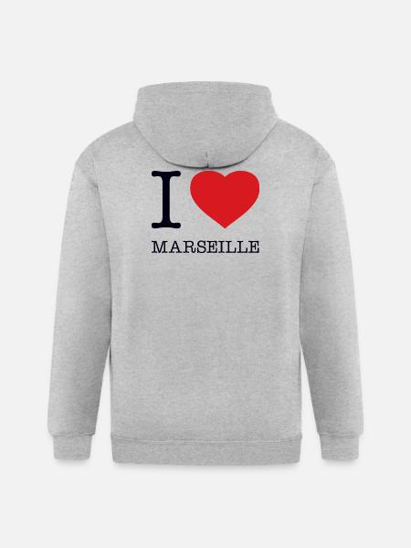 I love Marseille - Gildan Heavy Blend Adult Zip Hoodie - heather gray