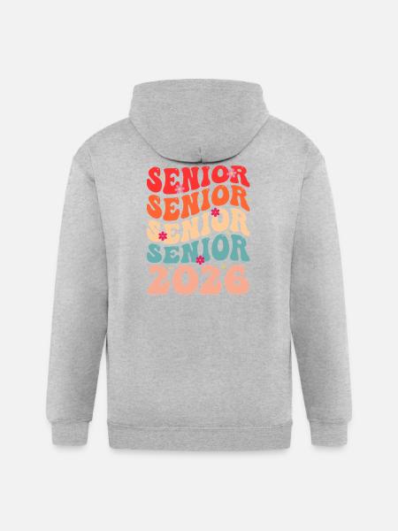 Senior Class 2026 Floral Rainbow - Gildan Heavy Blend Adult Zip Hoodie - heather gray
