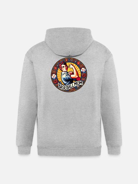 Baseball Mom 1970s Emblem - Gildan Heavy Blend Adult Zip Hoodie - heather gray