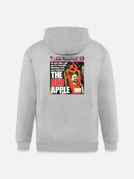 The Red Apple New York Post Zohran Mamdani  - Gildan Heavy Blend Adult Zip Hoodie - heather gray