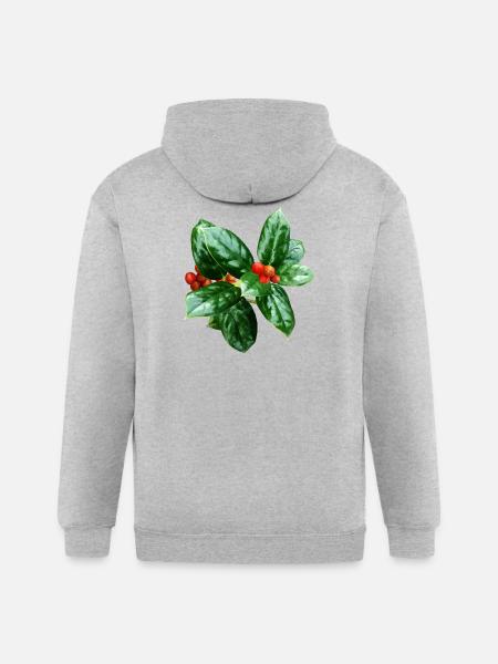 Holly With Berries - Gildan Heavy Blend Adult Zip Hoodie - heather gray
