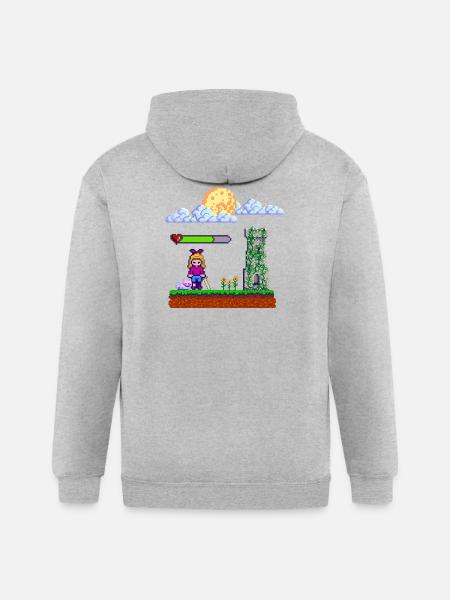 Pixel Heroine Art Design - Gildan Heavy Blend Adult Zip Hoodie - heather gray