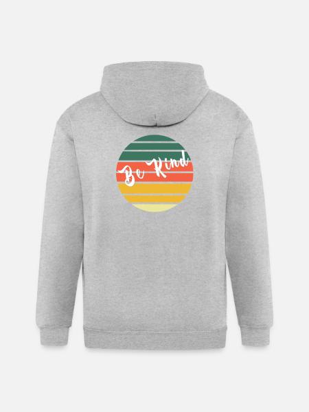 Be Kind Retro Rainbow Circle - Gildan Heavy Blend Adult Zip Hoodie - heather gray