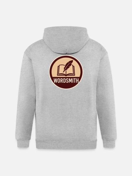 Wordsmith Quill Open Book - Gildan Heavy Blend Adult Zip Hoodie - heather gray