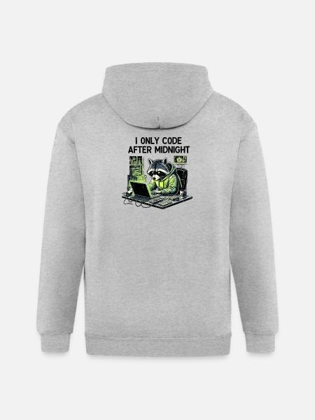 Midnight Coder Raccoon - Gildan Heavy Blend Adult Zip Hoodie - heather gray