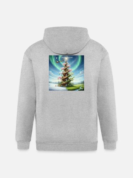United Seasons Christmas Spiral Tree - Gildan Heavy Blend Adult Zip Hoodie - heather gray