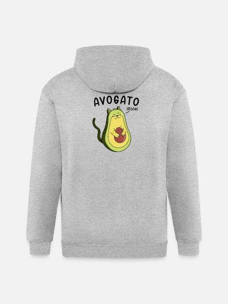 Cheerful Avocado Hugging Seed - Gildan Heavy Blend Adult Zip Hoodie - heather gray