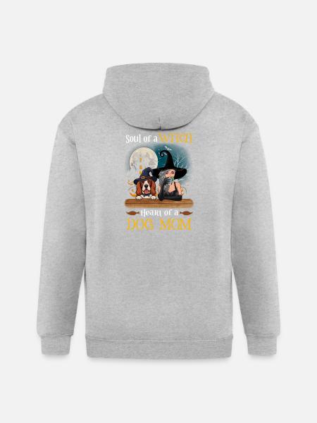 Witch Dog Mom Heart - Gildan Heavy Blend Adult Zip Hoodie - heather gray