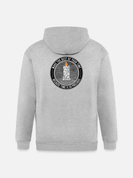 Time Is Precious Candle Quote - Gildan Heavy Blend Adult Zip Hoodie - heather gray