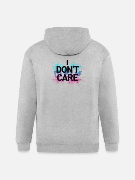 Don't Care Neon Splash - Gildan Heavy Blend Adult Zip Hoodie - heather gray