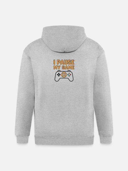 I Pause My Game - Gildan Heavy Blend Adult Zip Hoodie - heather gray