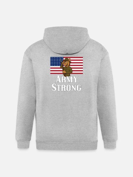 Patriotic Mule Soldier - Gildan Heavy Blend Adult Zip Hoodie - heather gray
