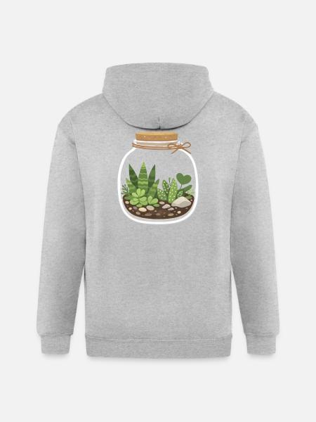 Glass Terrarium Garden Scene - Gildan Heavy Blend Adult Zip Hoodie - heather gray