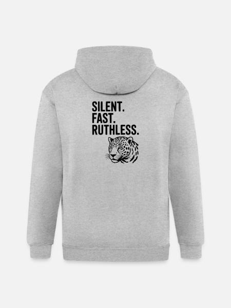 Silent. Fast. Ruthless. - Gildan Heavy Blend Adult Zip Hoodie - heather gray