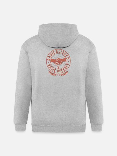 Radicalized Basic Decency Emblem - Gildan Heavy Blend Adult Zip Hoodie - heather gray