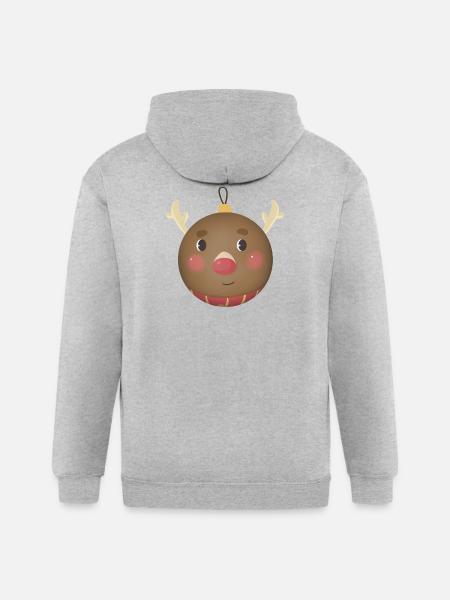 Cozy Reindeer Ornament Ball - Gildan Heavy Blend Adult Zip Hoodie - heather gray