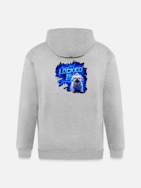 Locked In Pup Power - Gildan Heavy Blend Adult Zip Hoodie - heather gray